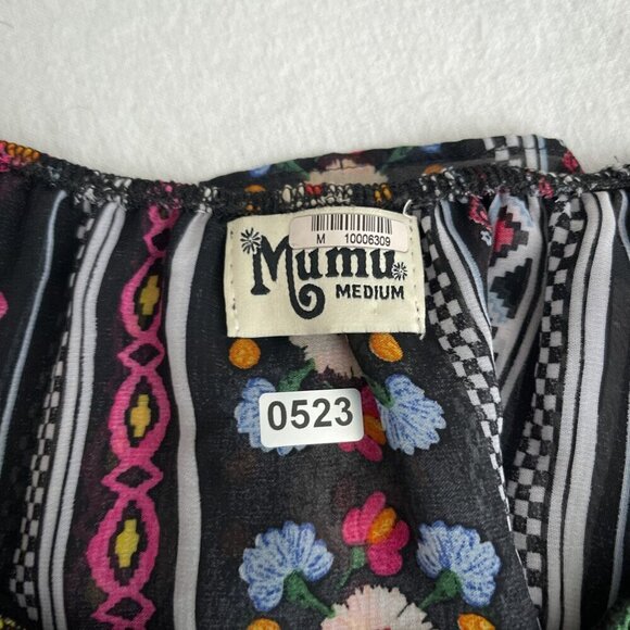Show Me Your Mumu Boho Floral Off-Shoulder Cropped Flowy Top Black Multicolor M - Picture 5 of 10